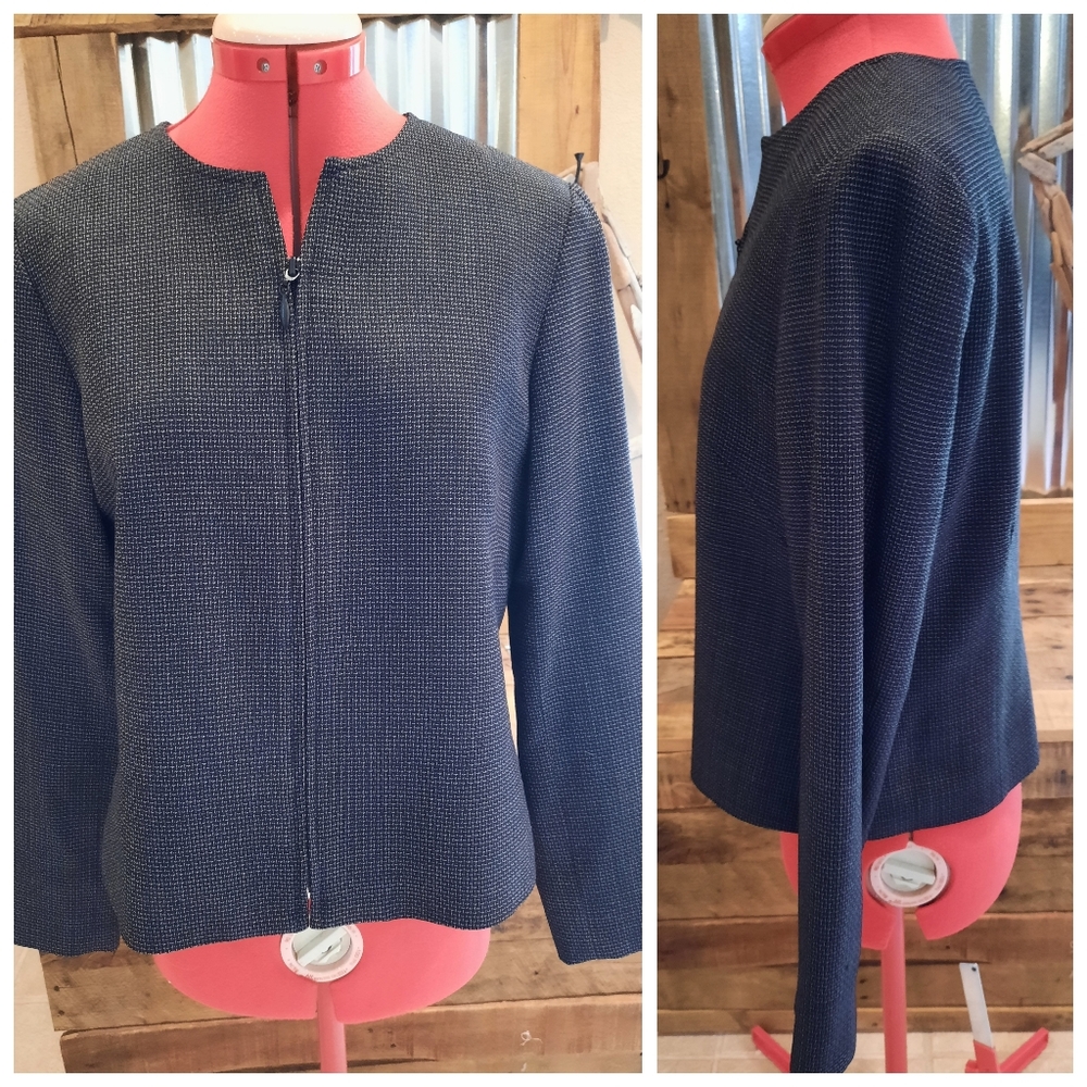 Vtg USA Pendleton Jacket black tweed wool sz 8 Classic